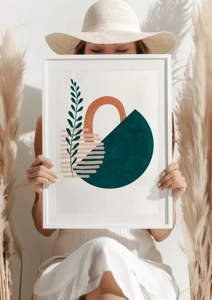 Abstrakcyjna Forma z Liściem Plakat