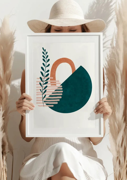 Abstrakcyjna Forma z Liściem Plakat