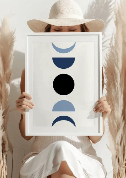 Księżycowe Fazy w Geometrycznym Ujęciu Plakat