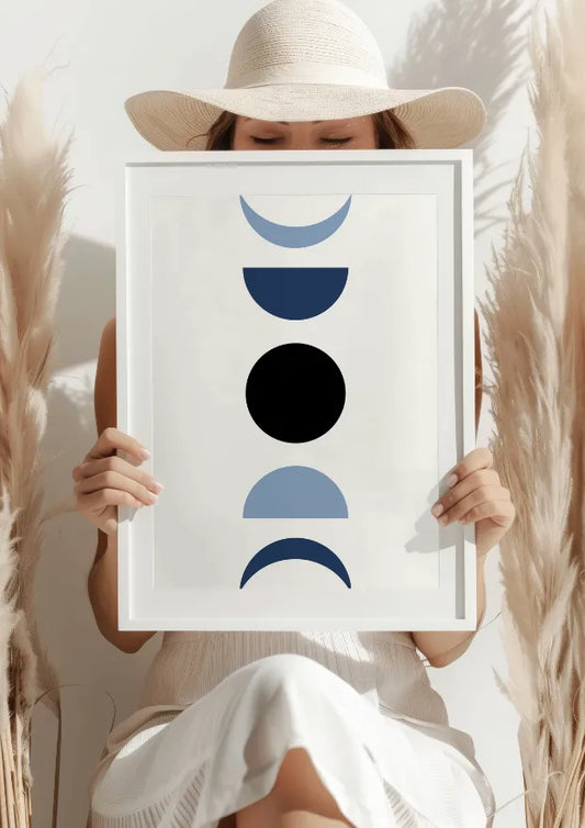Księżycowe Fazy w Geometrycznym Ujęciu Plakat