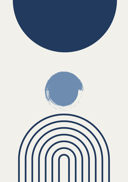 Geometryczny Minimalizm w Błękitnej Palecie Plakat