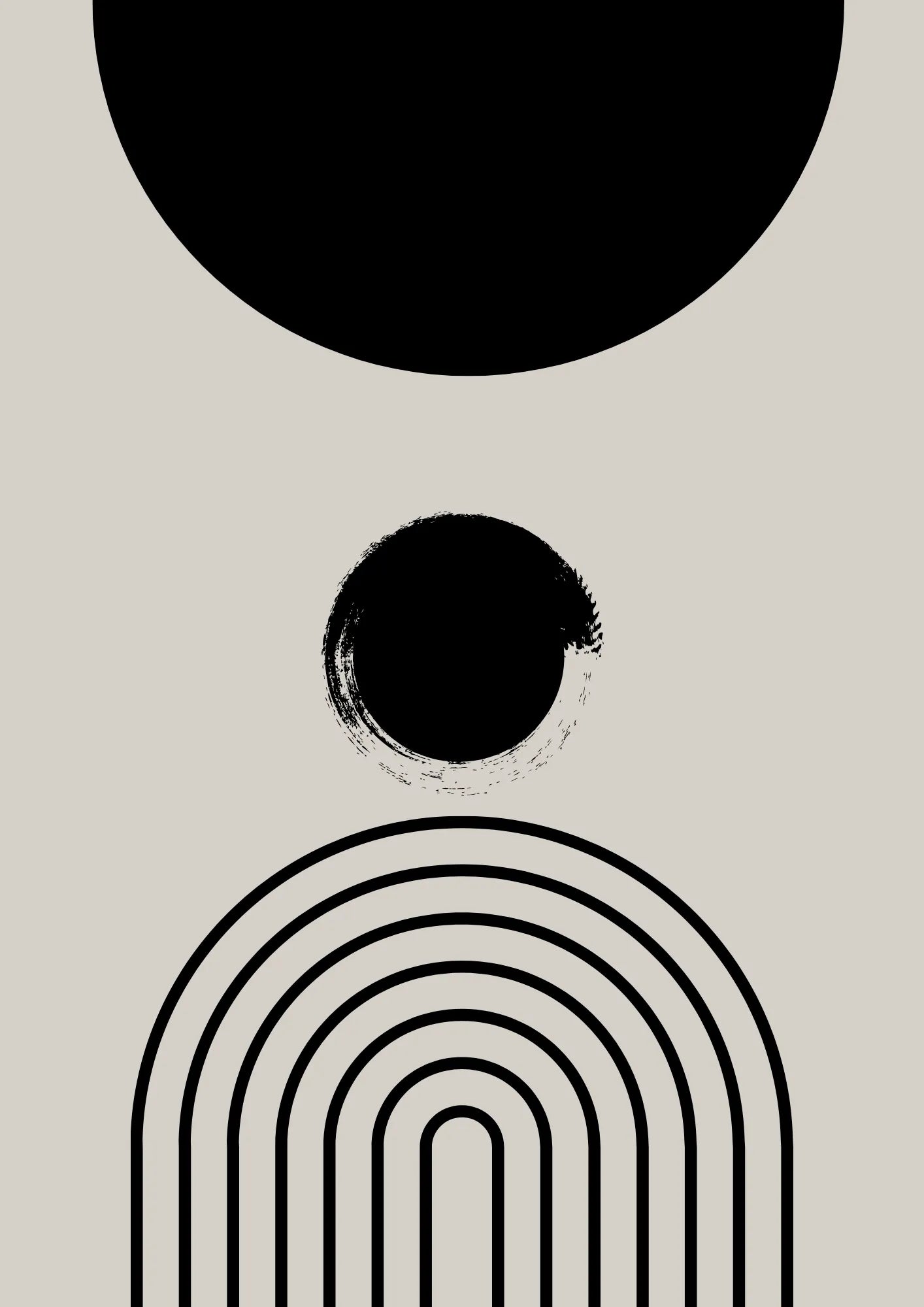 Minimalistyczne Czarne Formy na Beżowym Tle Plakat