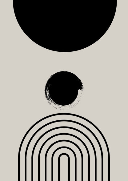 Minimalistyczne Czarne Formy na Beżowym Tle Plakat