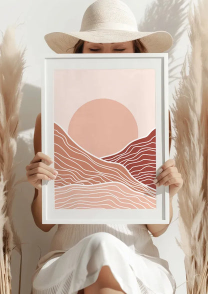 Ciepły Minimalistyczny Zachód Słońca Plakat