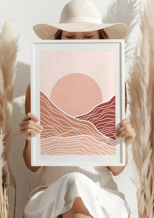 Ciepły Minimalistyczny Zachód Słońca Plakat