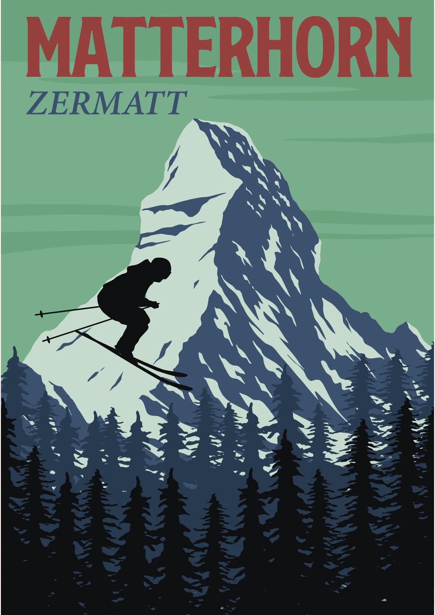 Matterhorn Zermatt Ski Plakat