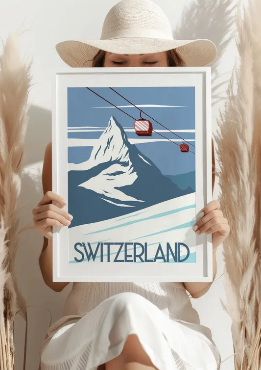 Switzerland Alpine Gondola Plakat