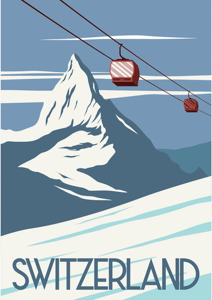 Switzerland Alpine Gondola Plakat