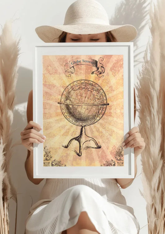 Vintage Globe Terrestre Plakat