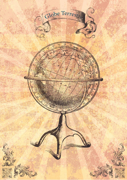 Vintage Globe Terrestre Plakat