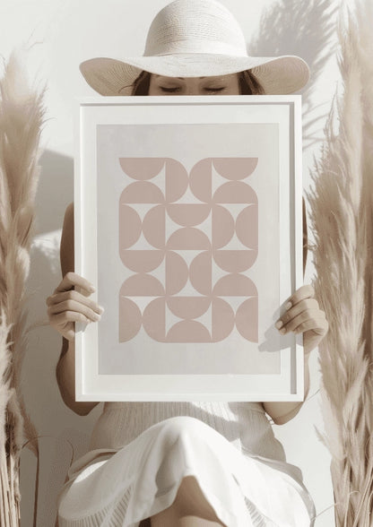 Geometryczny Wzór w Różu Plakat