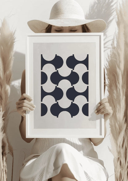 Minimalistyczna Abstrakcja w Ciemnym Granacie Plakat