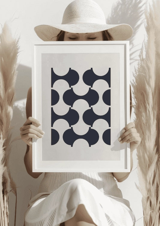 Minimalistyczna Abstrakcja w Ciemnym Granacie Plakat