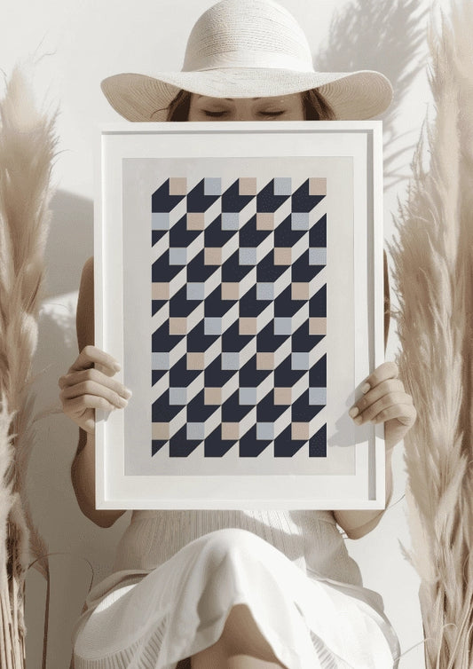 Geometryczny Wzór w Granacie i Pastelach Plakat