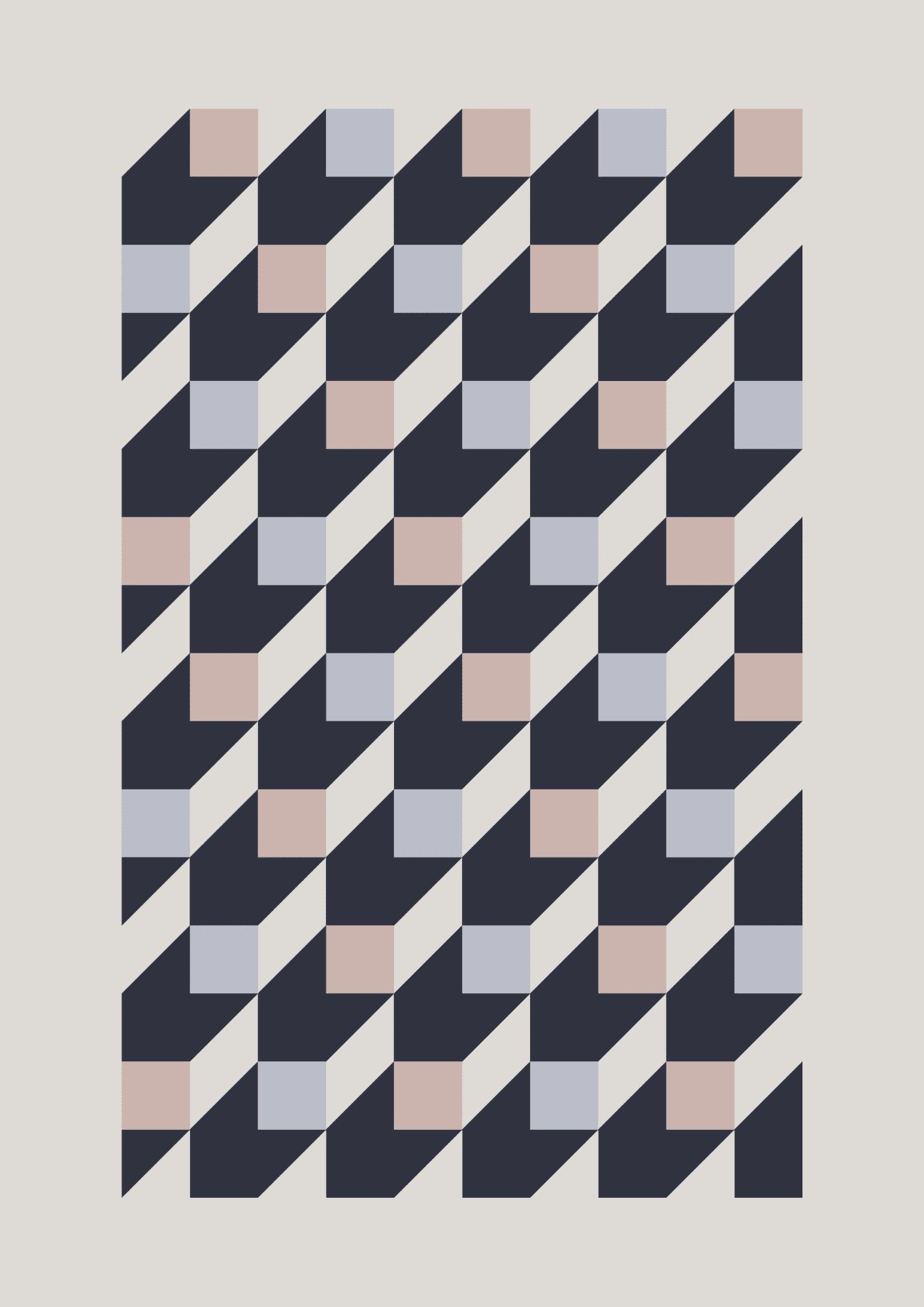 Geometryczny Wzór w Granacie i Pastelach Plakat