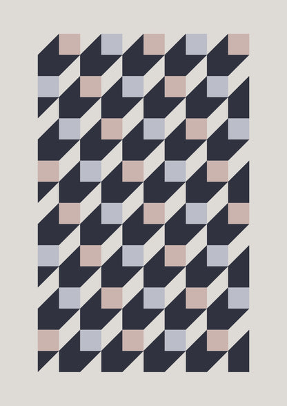 Geometryczny Wzór w Granacie i Pastelach Plakat