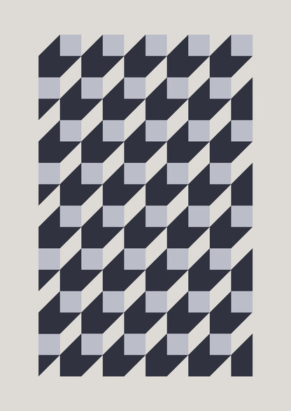 Geometryczny Wzór w Granacie i Błękicie Plakat
