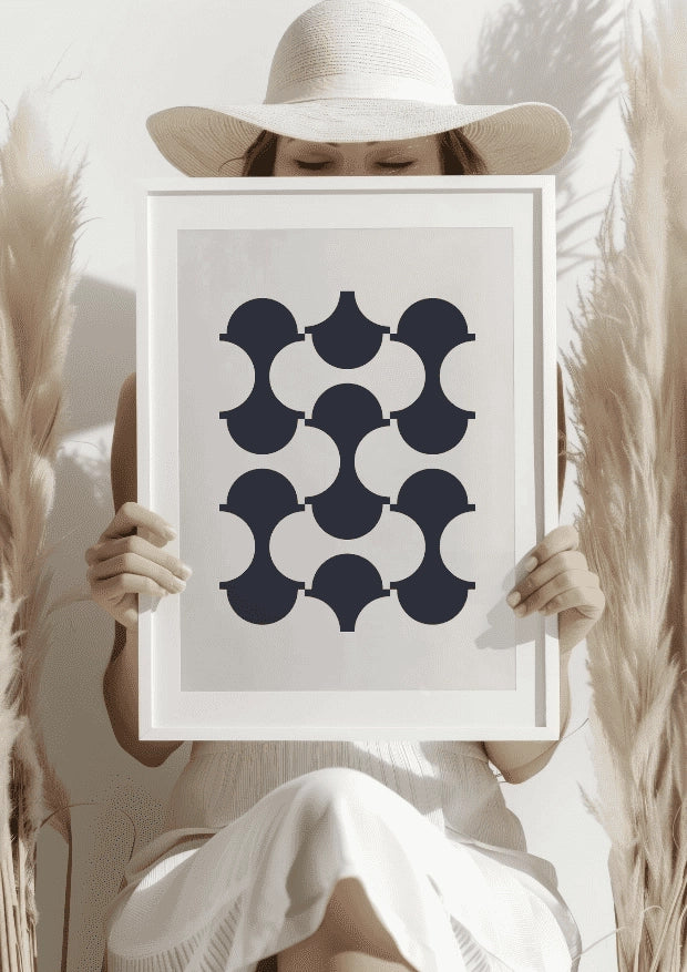 Minimalistyczny Granatowy Wzór Geometryczny Plakat