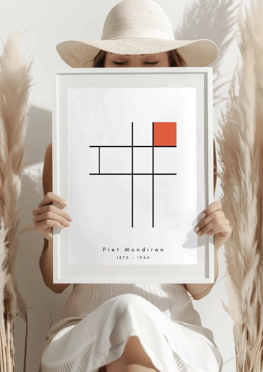 Minimalistyczna abstrakcja inspirowana Mondrianem plakat