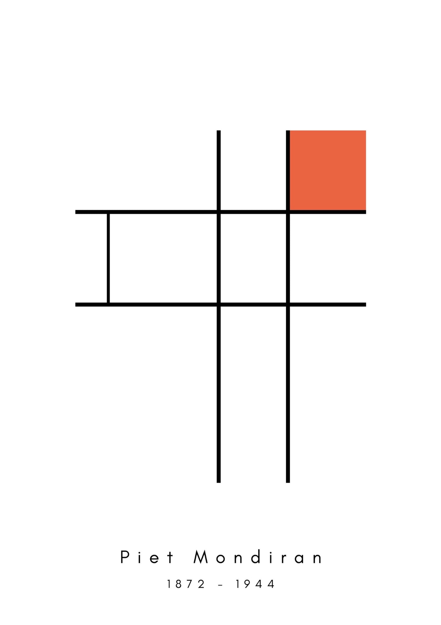 Minimalistyczna abstrakcja inspirowana Mondrianem plakat