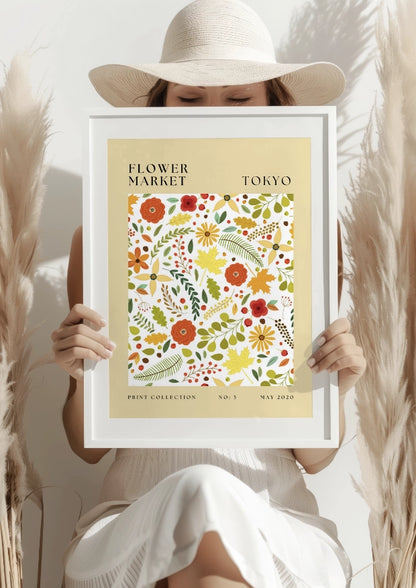 Kwiatowy wzór Tokyo plakat