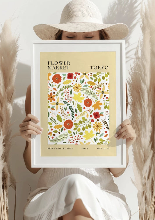 Kwiatowy wzór Tokyo plakat