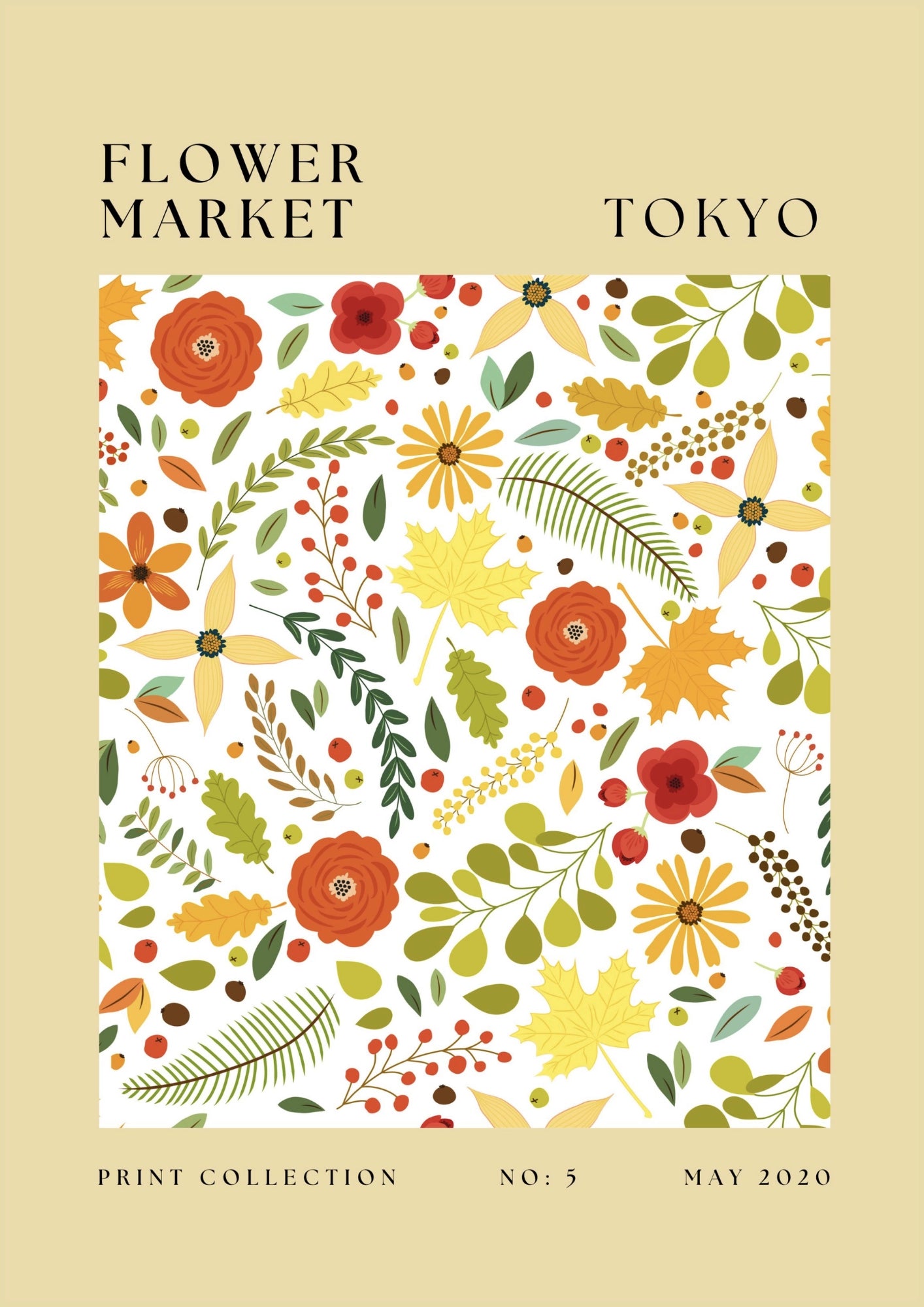 Kwiatowy wzór Tokyo plakat