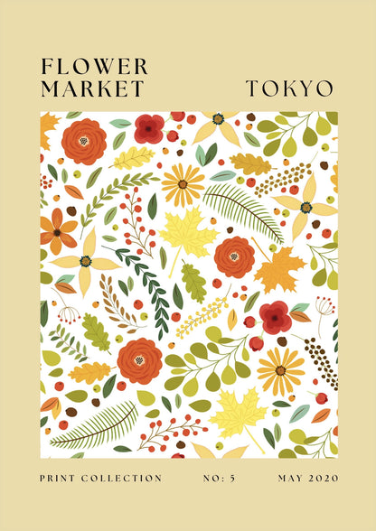 Kwiatowy wzór Tokyo plakat