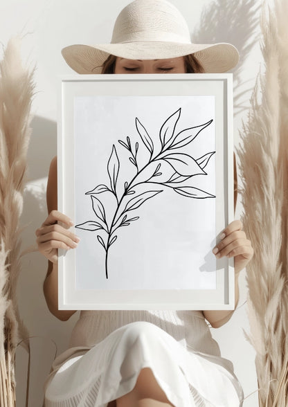Botaniczny minimalistyczny rysunek plakat
