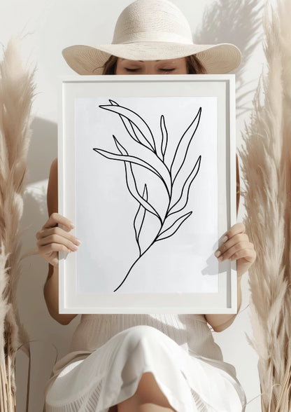 Szkic liścia w minimalistycznym stylu plakat