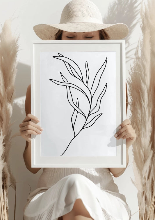 Szkic liścia w minimalistycznym stylu plakat