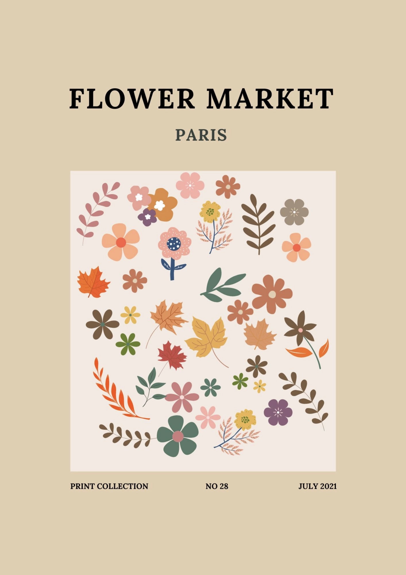 Paris Flower Market Vintage Plakat