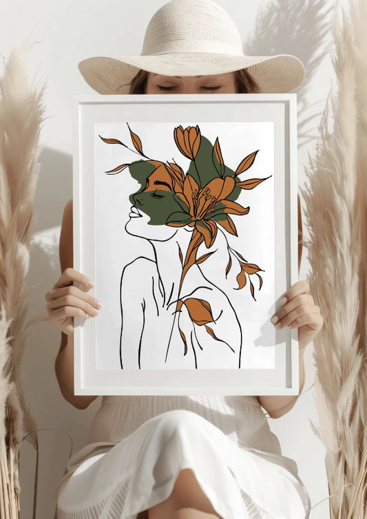 Naturalna Elegancja Kwiatowa Twarz Plakat