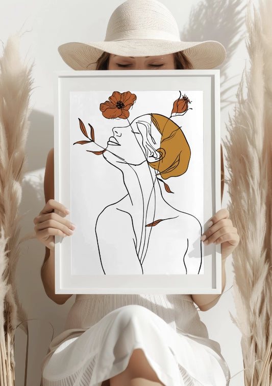Kobieta z Kwiatem Elegancja Naturalna Plakat