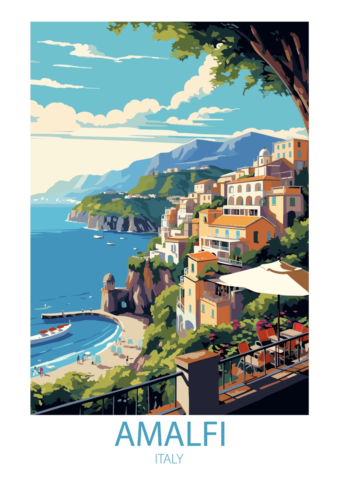 Amalfi w Promieniach Słońca Plakat