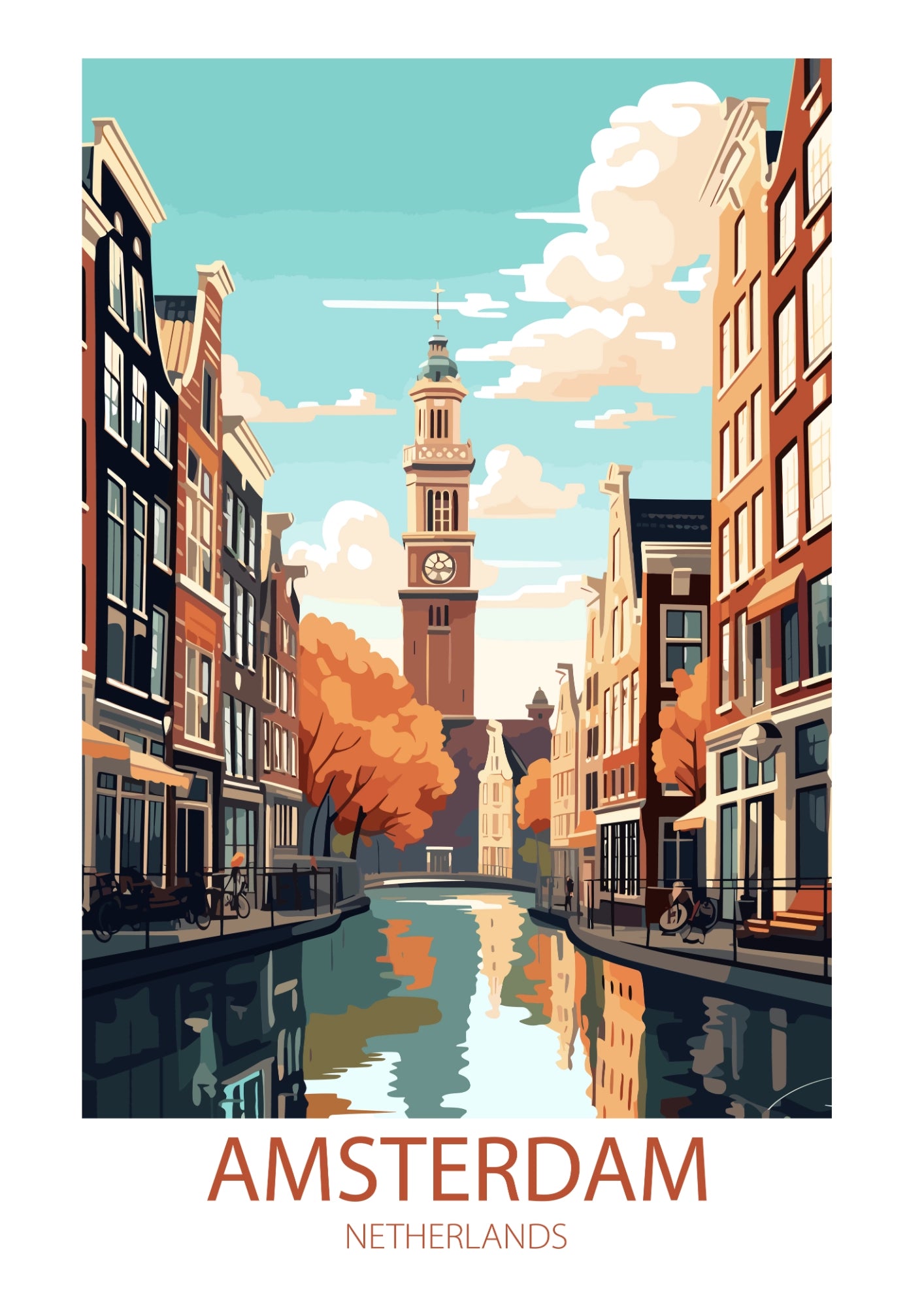 Amsterdam Kanały w Jesiennym Blasku Plakat
