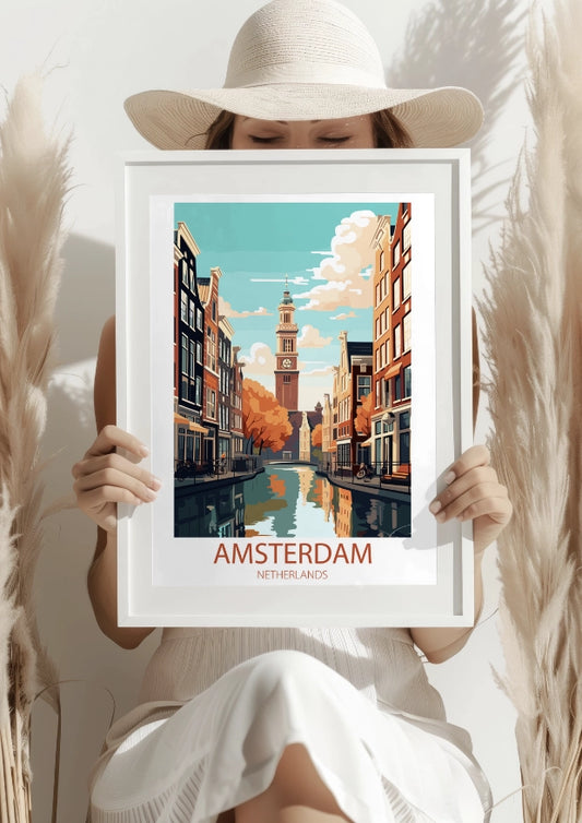 Amsterdam Kanały w Jesiennym Blasku Plakat