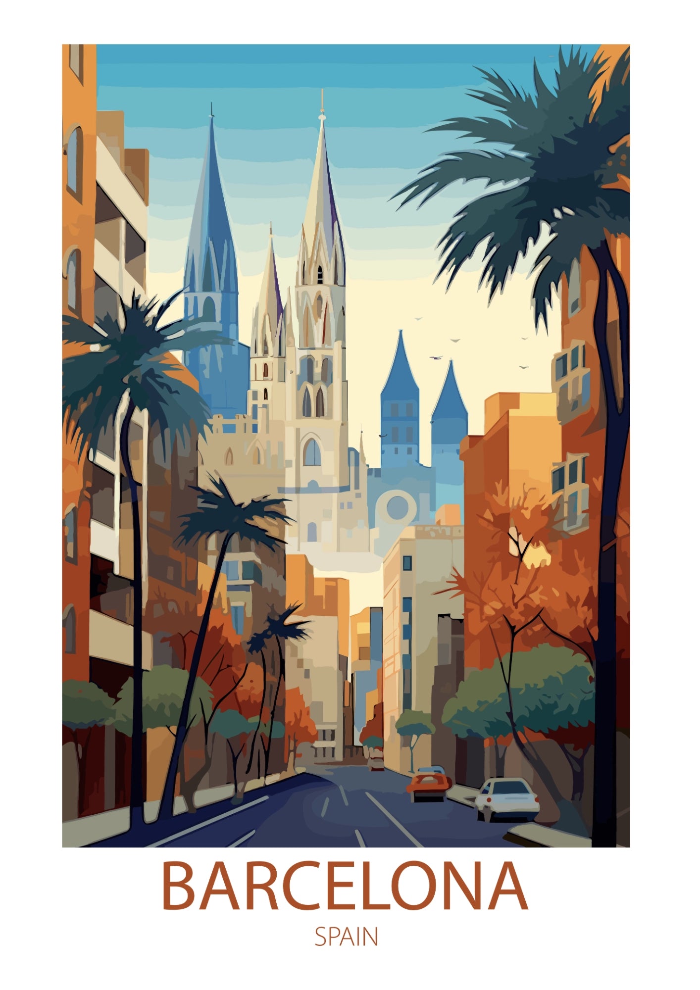 Barcelona W Blasku Słońca Plakat
