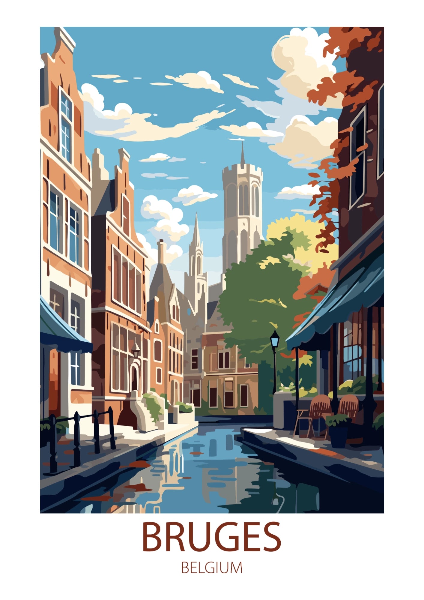 Bruges Nastrojowe Kanały Plakat