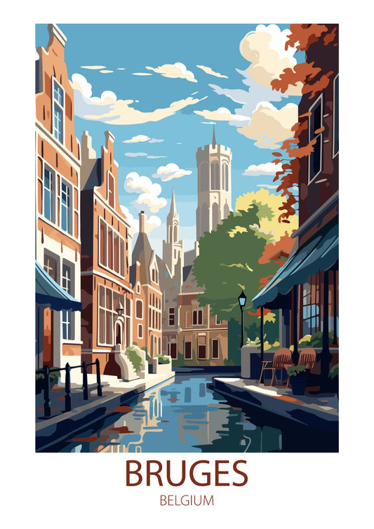 Bruges Nastrojowe Kanały Plakat