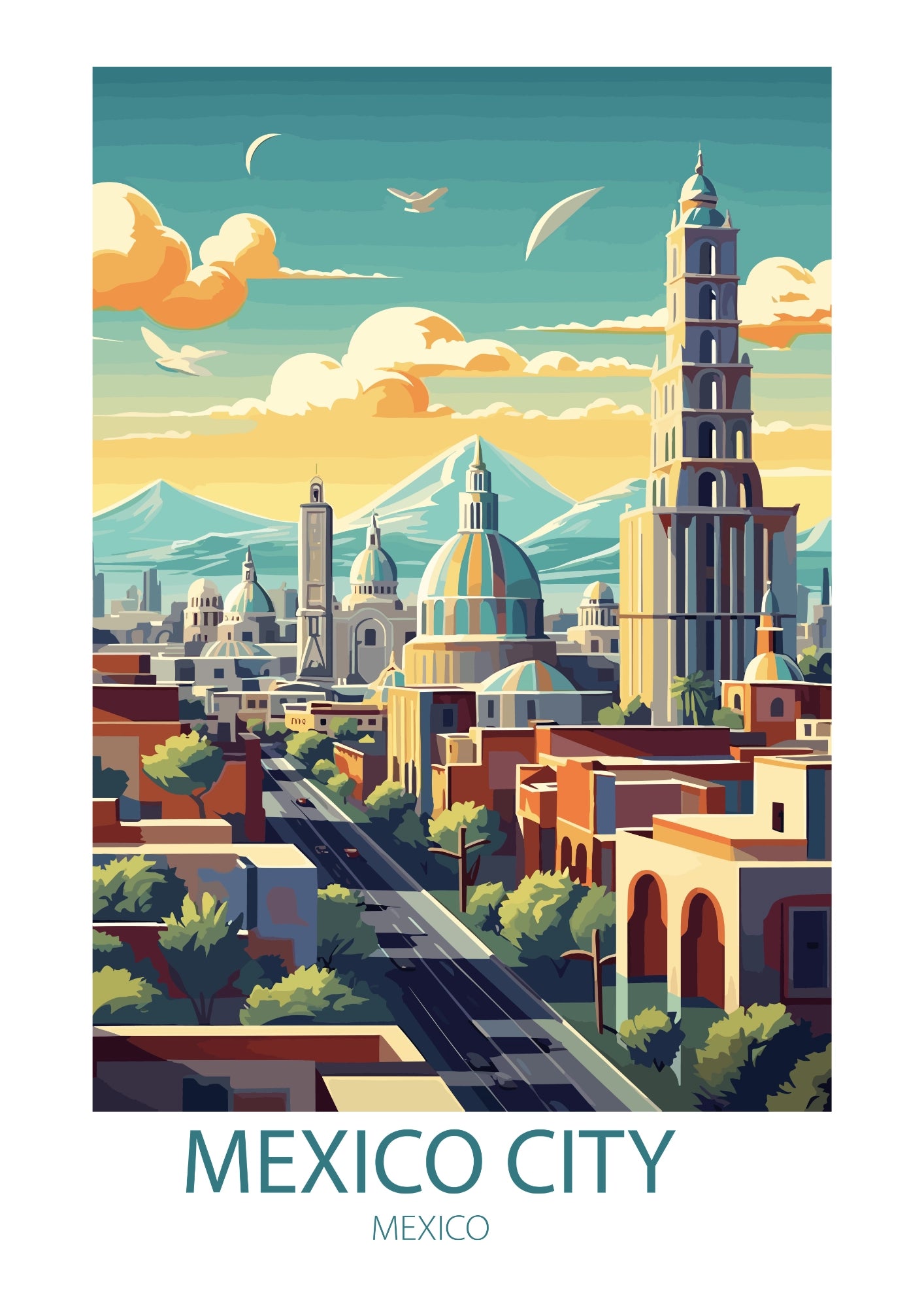 Mexico City Kulturalne Słońce Plakat