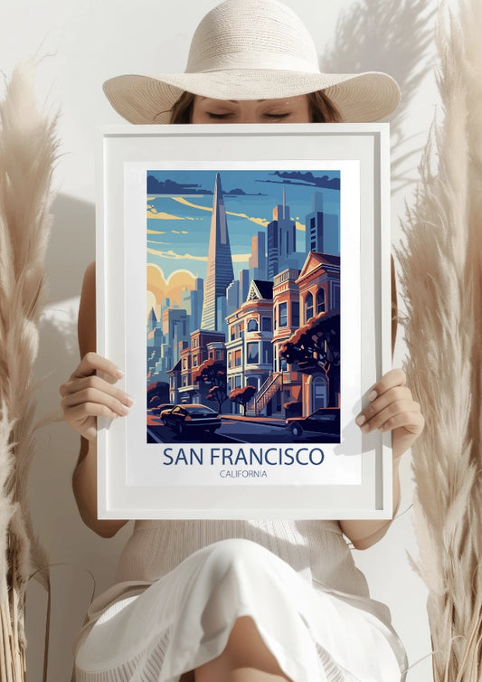 San Francisco Skyline and Painted Ladies Plakat