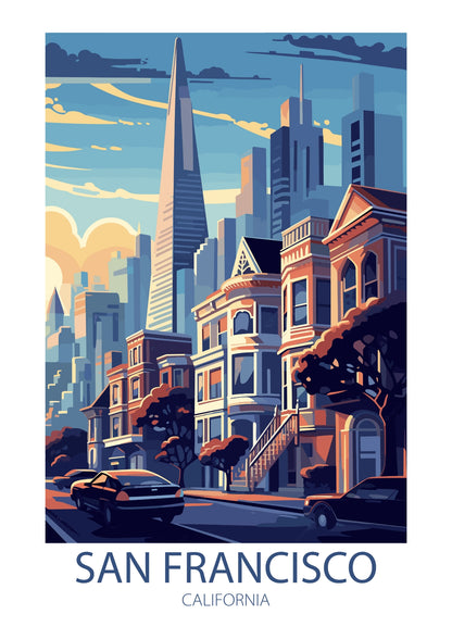 San Francisco Skyline and Painted Ladies Plakat