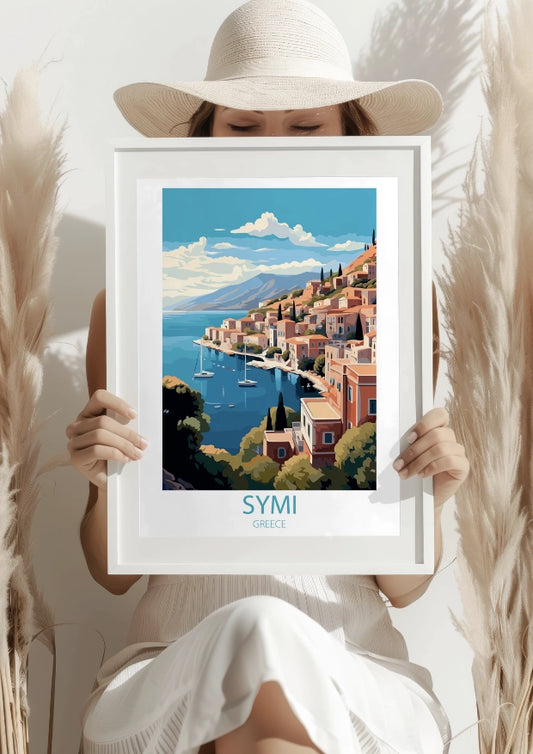 Symi Greckie Nadmorskie Miasteczko Plakat