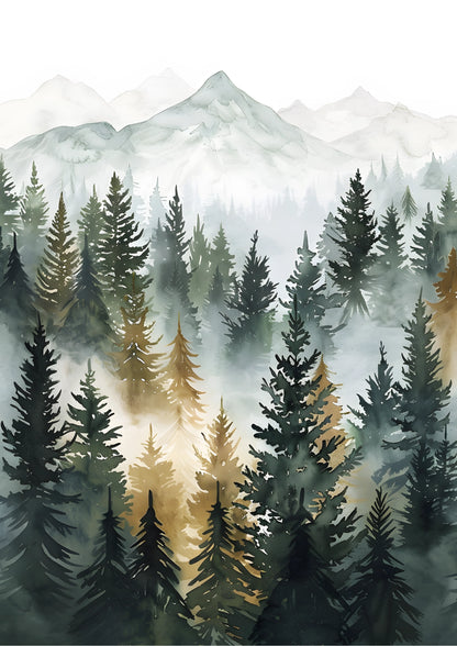 Górska Mgła i Las Sosnowy Plakat