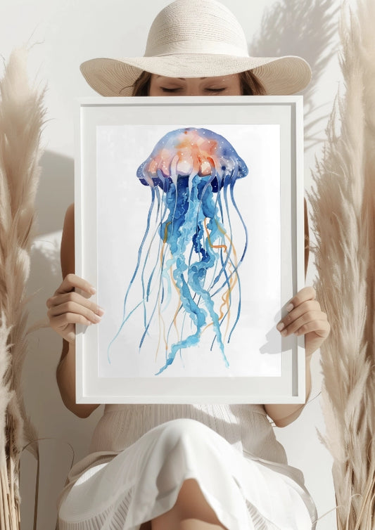 Niebieski Delfin Akwarelowy Plakat