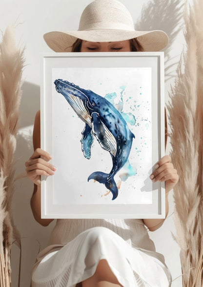 Akwarelowy Wieloryb Oceanu Plakat