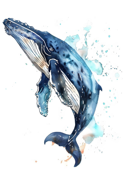 Akwarelowy Wieloryb Oceanu Plakat