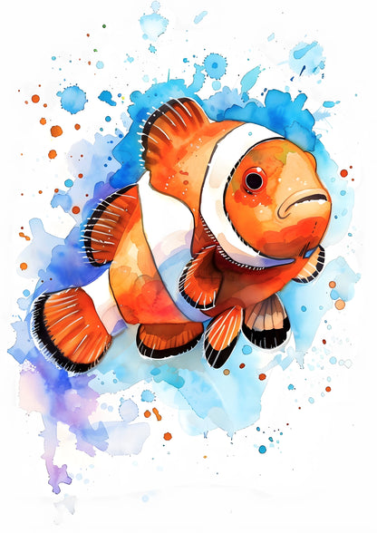 Akwarelowy Błazenek Oceaniczny Plakat