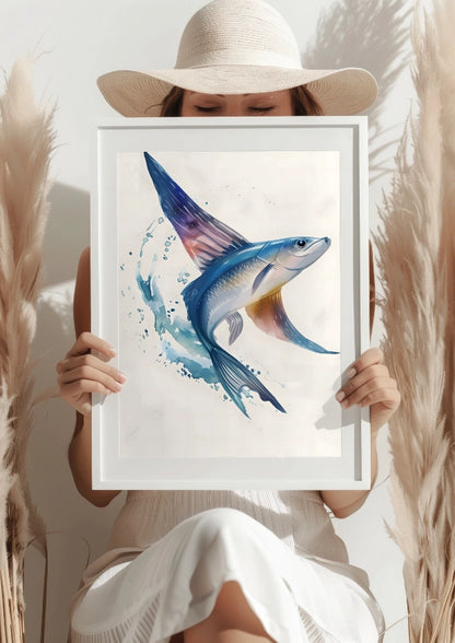 Latająca Ryba Akwarela Plakat
